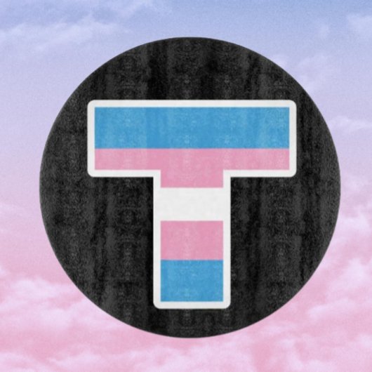 Trans Pride Capital T ronde glazen snijplank