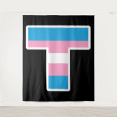 Trans Pride Capital T Tapestry Wandkleed (Voorkant)