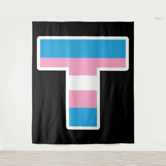 Trans Pride Capital T Tapestry Wandkleed (Voorkant)