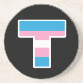 Trans Pride Capital T Zandsteen Onderzetter (Voorkant)
