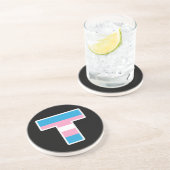 Trans Pride Capital T Zandsteen Onderzetter (Zijkant)