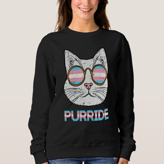 Trans Pride Cat Purride Transgender Flag Lgbt Men  Trui (Voorkant)