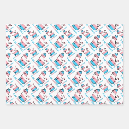 Trans Pride Cat - Wees jezelf Inpakpapier Vel (Voorkant 3)