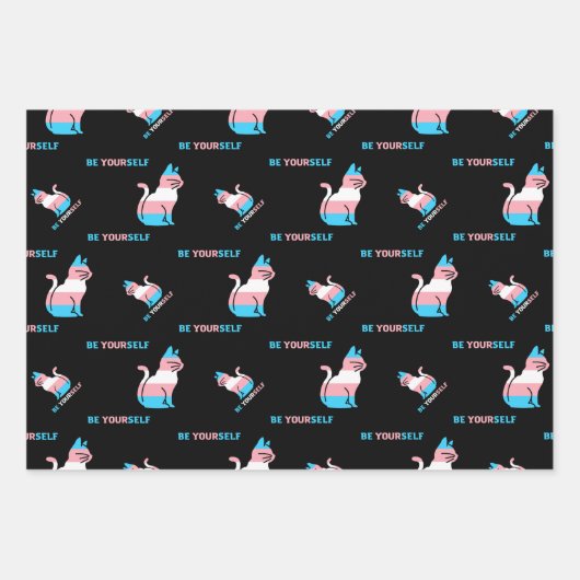 Trans Pride Cat - Wees jezelf Inpakpapier Vel (Voorkant 2)