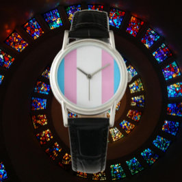 Trans Pride Classic: Horloge met zwarte leren band