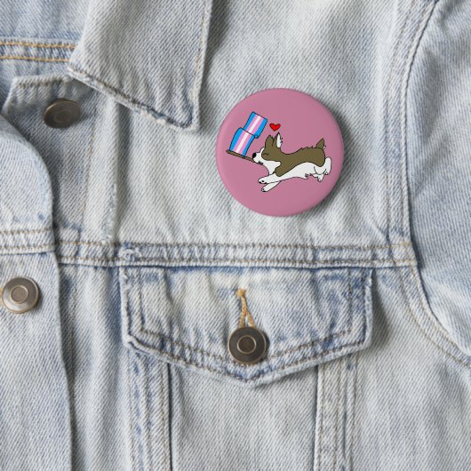 Trans Pride Corgi Pin Ronde Button 5,7 Cm (In situ)