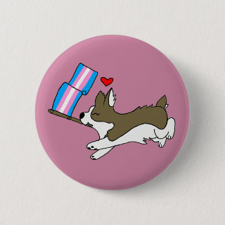 Trans Pride Corgi Pin Ronde Button 5,7 Cm