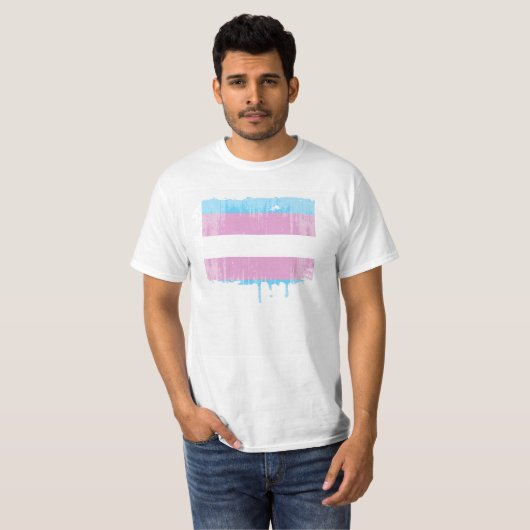 TRANS PRIDE DISTRESSED DESIGN T-SHIRT (Voorkant volledig)