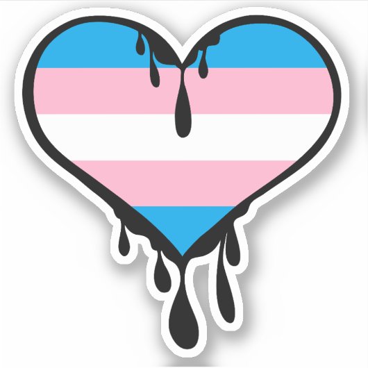 Trans Pride Dripping Hart Sticker (Voorkant)
