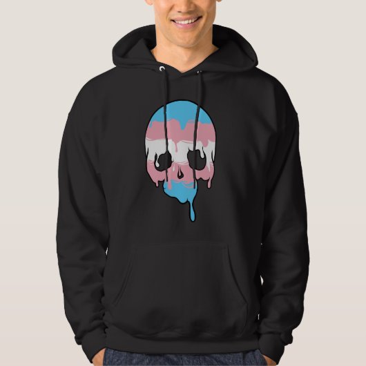 Trans Pride druppelende schedel Hoodie (Voorkant)