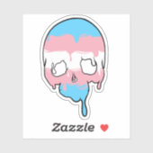 Trans Pride druppelende schedel Sticker (Vel)