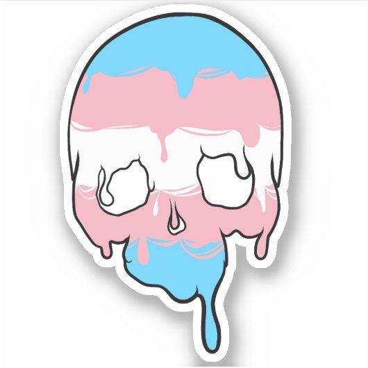 Trans Pride druppelende schedel Sticker (Voorkant)