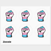Trans Pride Fist Ronde Sticker (Vel)