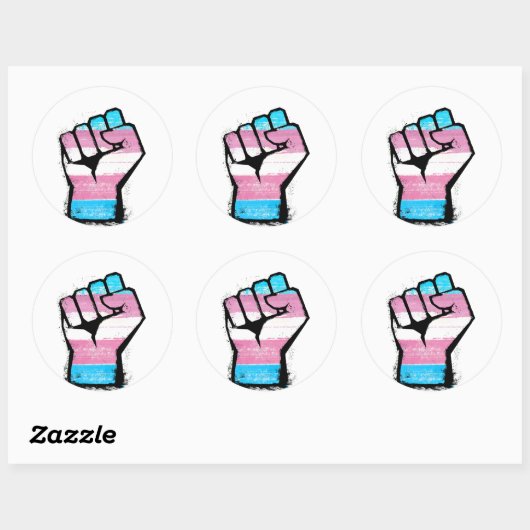 Trans Pride Fist Ronde Sticker (Vel)