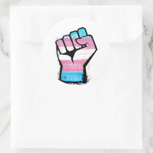 Trans Pride Fist Ronde Sticker (Tas)