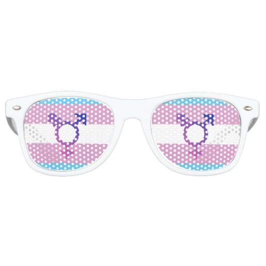 Trans Pride Flag Retro Zonnebril (Voorkant)