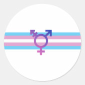 Trans Pride Flag Ronde Sticker (Voorkant)