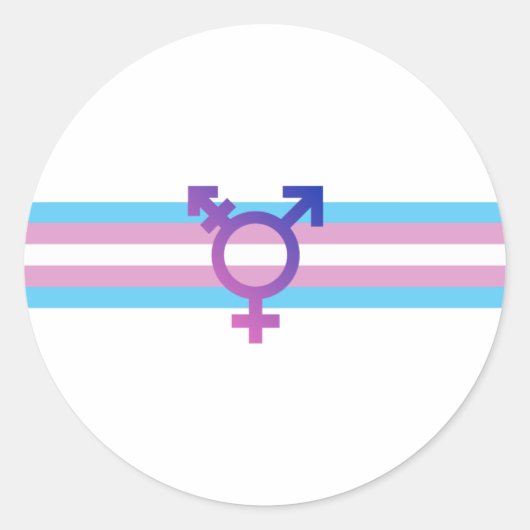 Trans Pride Flag Ronde Sticker (Voorkant)