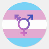 Trans Pride Flag Ronde Sticker (Voorkant)