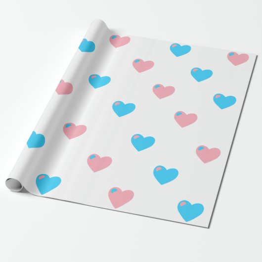 Trans Pride Grote Harten Inpakpapier (Uitgerold)