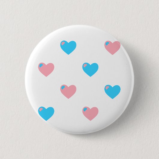 Trans Pride Harten Knop Ronde Button 5,7 Cm (Voorkant)