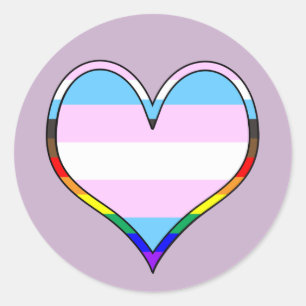 Trans Pride Heart Classic Round Sticker