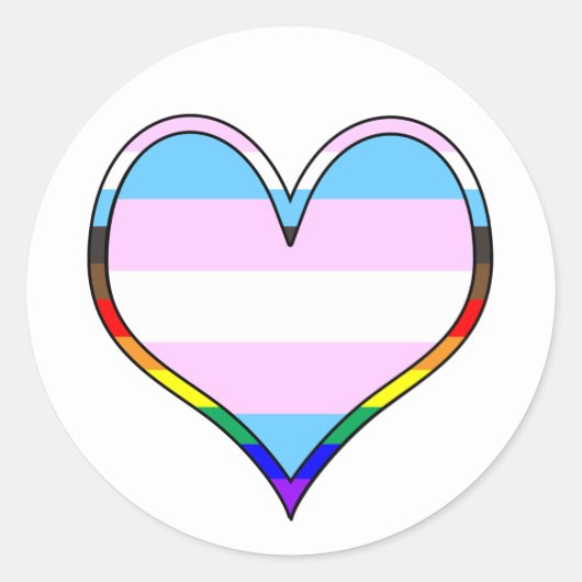 Trans Pride Heart Classic Round Sticker (Voorkant)
