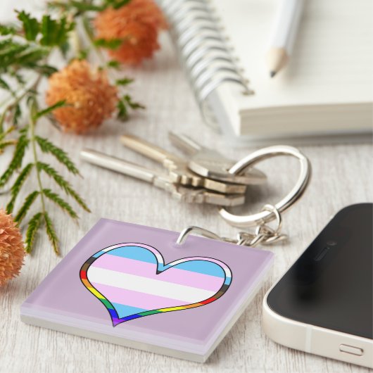 Trans Pride Heart Keychain (Voorkant Rechts)