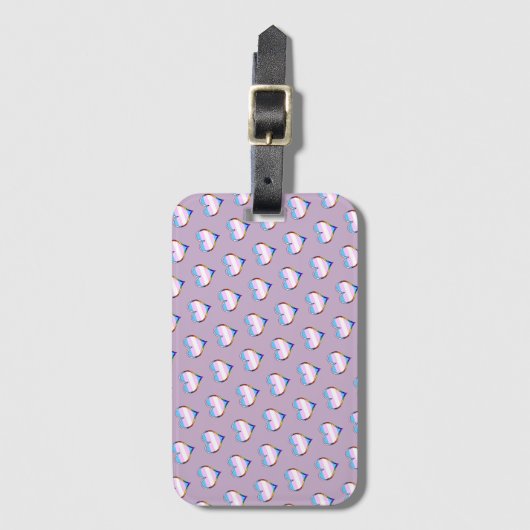 Trans Pride Heart Pattern Bagagelabel (Voorkant (verticaal))
