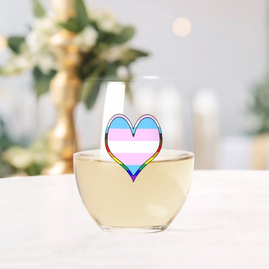 Trans Pride Heart Wijnglas Zonder Voet (Insitu (Huwelijk))