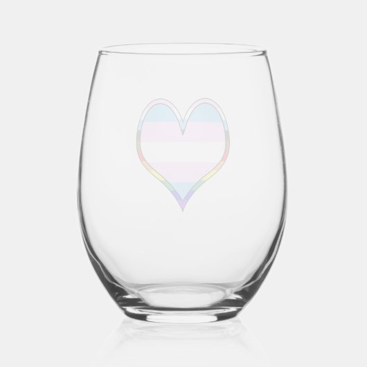 Trans Pride Heart Wijnglas Zonder Voet (Achterkant)
