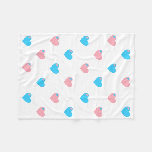 Trans Pride Hearts Fleece Blanket Deken (Voorkant (Horizontaal))