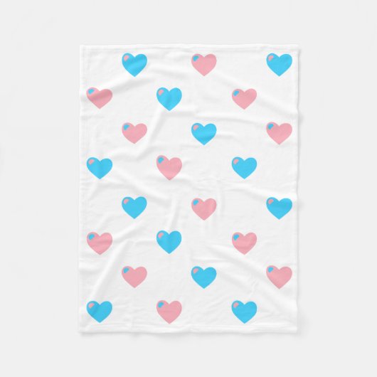 Trans Pride Hearts Fleece Blanket Deken (Voorkant)