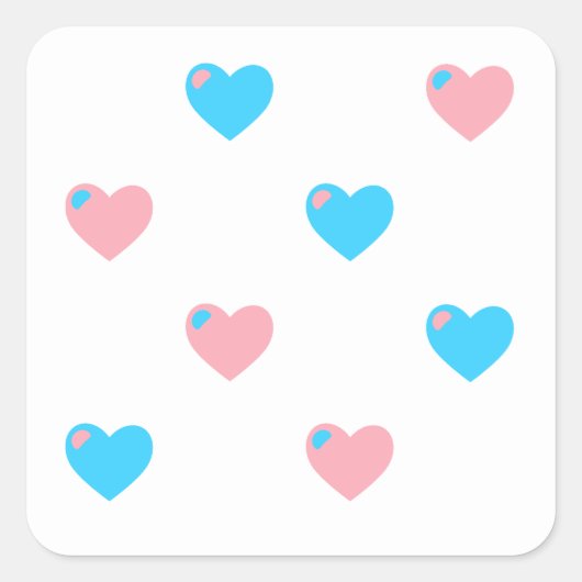 Trans Pride Hearts Stickers (Voorkant)