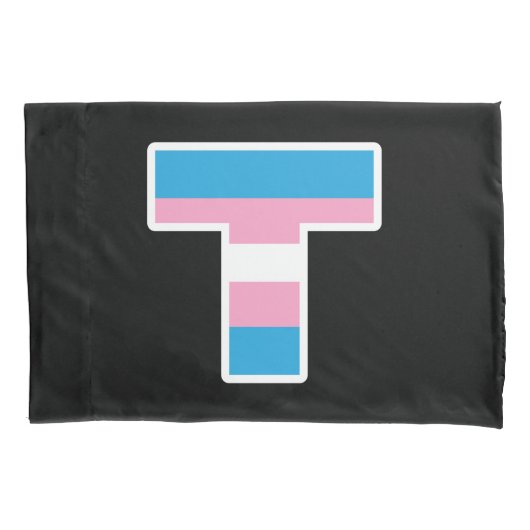 "Trans Pride Hoofdletter T Pillowcase Set Kussensloop (Voorkant-Links)