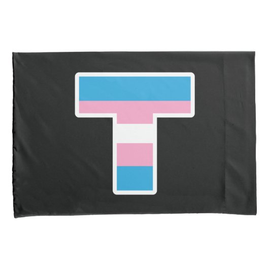 "Trans Pride Hoofdletter T Pillowcase Set Kussensloop (Voorkant-Rechts)
