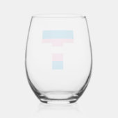 Trans Pride Hoofdletter T Stammenloze Wijn Glas (Achterkant)