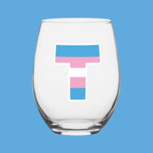 Trans Pride Hoofdletter T Stammenloze Wijn Glas