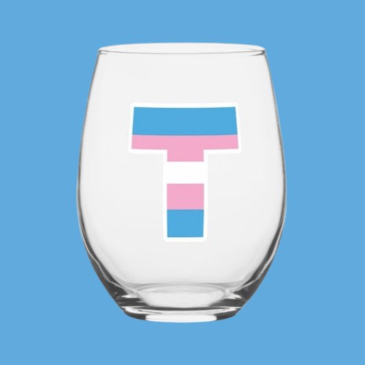 Trans Pride Hoofdletter T Stammenloze Wijn Glas