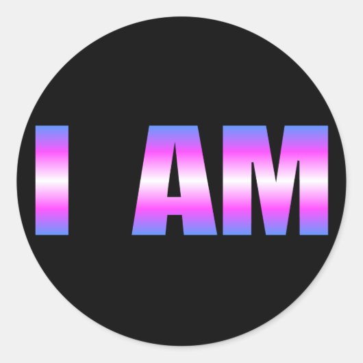 Trans Pride I AM Ronde Sticker (Voorkant)