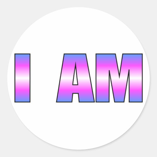 Trans Pride I AM witte achtergrond Ronde Sticker (Voorkant)