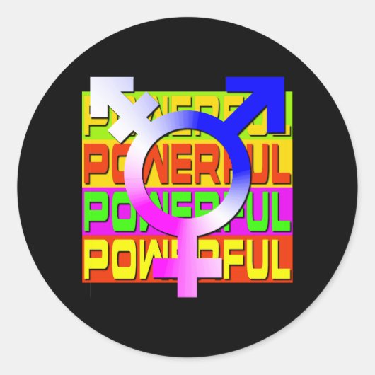 Trans Pride KRACHTIGE kleurenbanners Ronde Sticker (Voorkant)