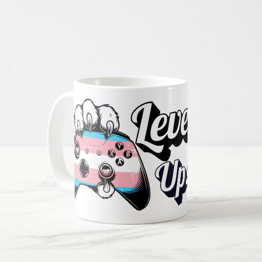 Trans Pride Level Up Tijgerpoot Controller Mok 202 (Voorkant links)