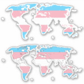 Trans Pride - Map of The World Sticker (Voorkant)