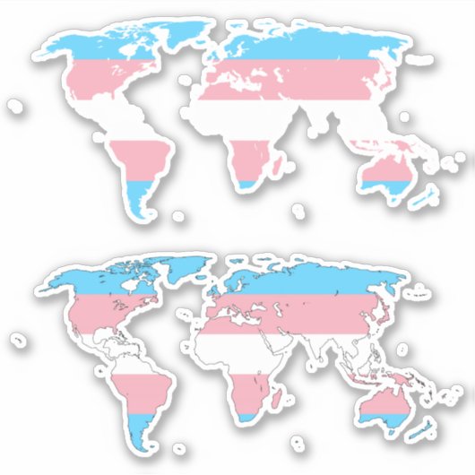 Trans Pride - Map of The World Sticker (Voorkant)