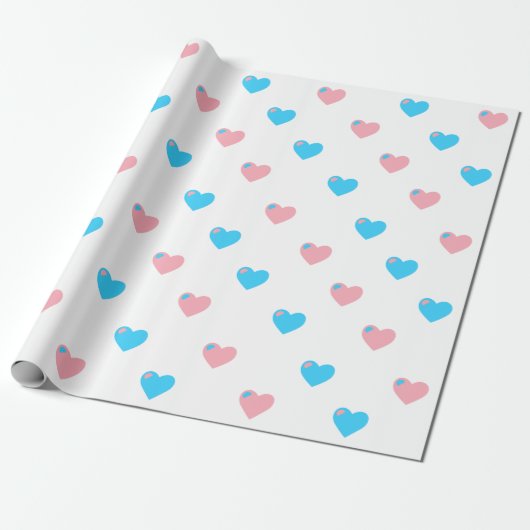 Trans Pride Medium Harten Inpakpapier (Uitgerold)