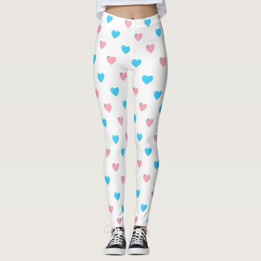 Trans Pride Middelgrote Leggings van het Hart (Voorkant)