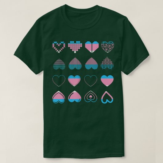 Trans Pride Month Transseual Flag Hearts LGBT Tran T-shirt (Design voorkant)