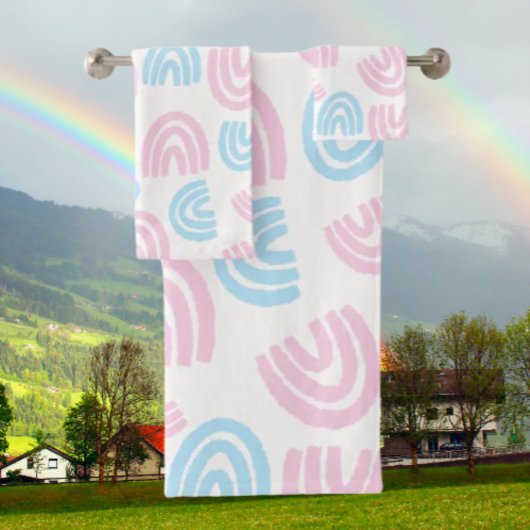 Trans Pride Pastel Regenboord Handdoeken Set