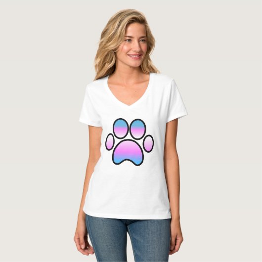 Trans Pride Paw Print T-shirt (Voorkant volledig)